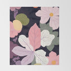 Hope Blossoms, Nature Botanical Dark Garden, Positivity Blush Pastel Bohemian, Vintage Illustration Painting Neutral Eclectic Plants Throw Blanket Gallery Image 2