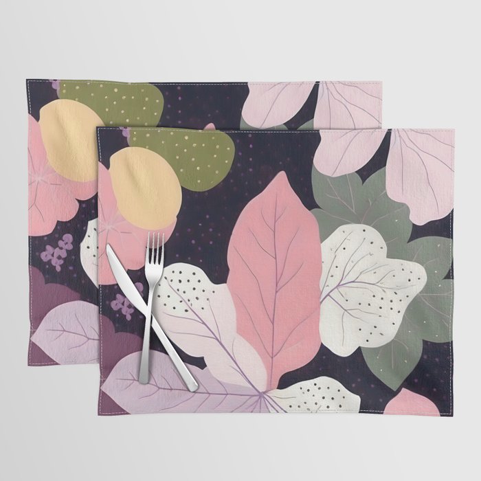 Hope Blossoms, Nature Botanical Dark Garden, Positivity Blush Pastel Bohemian, Vintage Illustration Painting Neutral Eclectic Plants Placemat Gallery Image 1