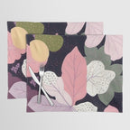 Hope Blossoms, Nature Botanical Dark Garden, Positivity Blush Pastel Bohemian, Vintage Illustration Painting Neutral Eclectic Plants Placemat Gallery Image 1