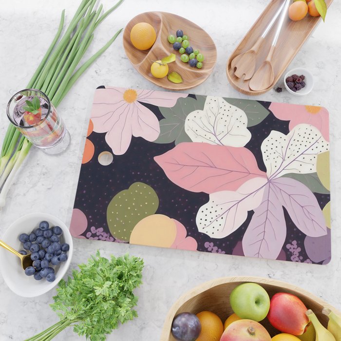 Hope Blossoms, Nature Botanical Dark Garden, Positivity Blush Pastel Bohemian, Vintage Illustration Painting Neutral Eclectic Plants Cutting Board Gallery Image 2