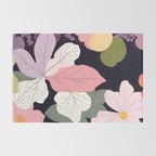 Hope Blossoms, Nature Botanical Dark Garden, Positivity Blush Pastel Bohemian, Vintage Illustration Painting Neutral Eclectic Plants Rug Gallery Image 2