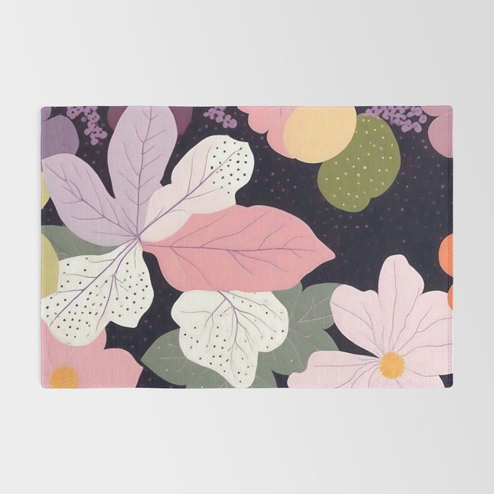 Hope Blossoms, Nature Botanical Dark Garden, Positivity Blush Pastel Bohemian, Vintage Illustration Painting Neutral Eclectic Plants Rug Gallery Image 2