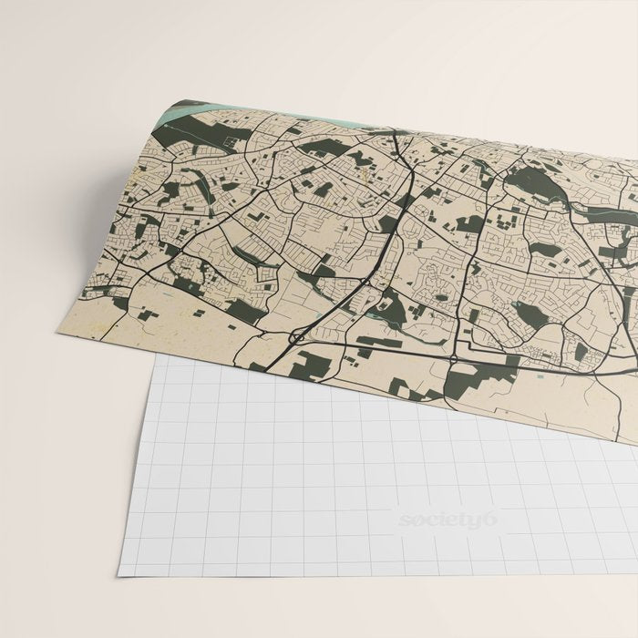 Dublin City Map of Ireland - Vintage Wrapping Paper Gallery Image 2