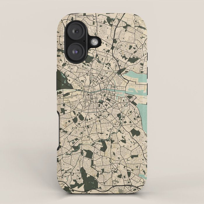 Dublin City Map of Ireland - Vintage iPhone Case Gallery Image 1