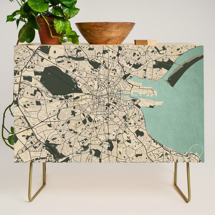 Dublin City Map of Ireland - Vintage Credenza Gallery Image 1