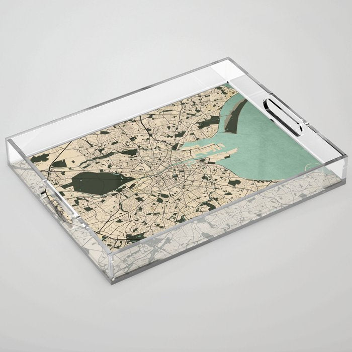 Dublin City Map of Ireland - Vintage Acrylic Tray Gallery Image 1