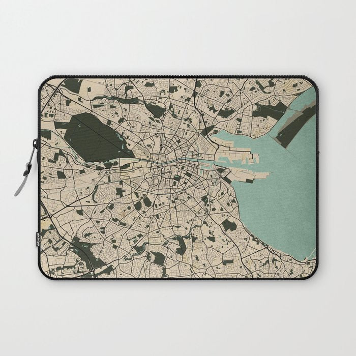 Dublin City Map of Ireland - Vintage Laptop Sleeve Gallery Image 1