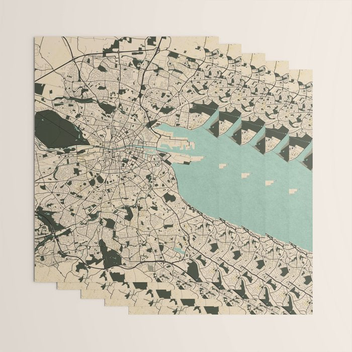 Dublin City Map of Ireland - Vintage Wrapping Paper Gallery Image 3