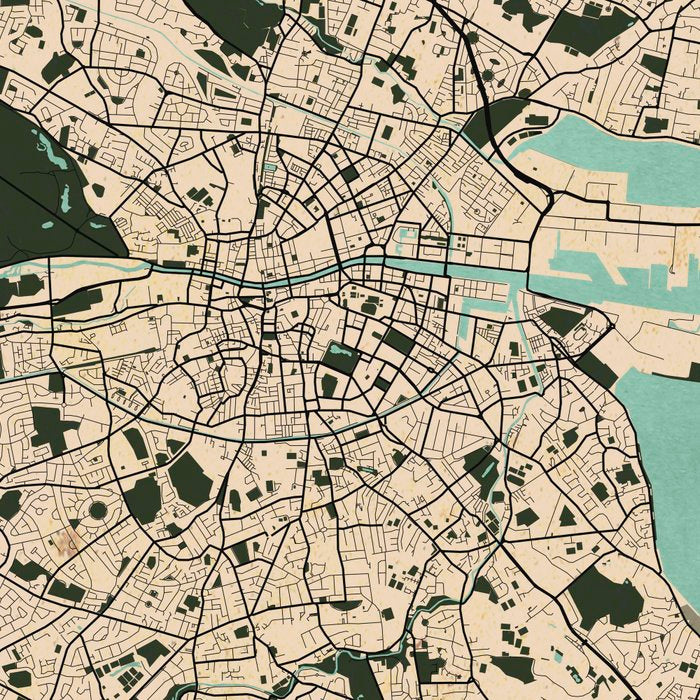 Dublin City Map of Ireland - Vintage Coffee Mug Gallery Image 2