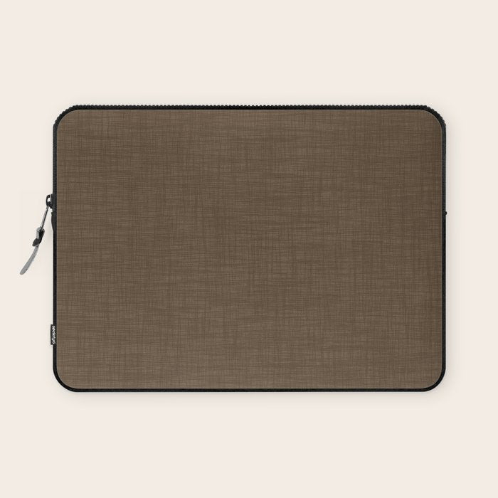 Cozy Linen Effect in Coffee Liqueur Brown Laptop Sleeve Gallery Image 1