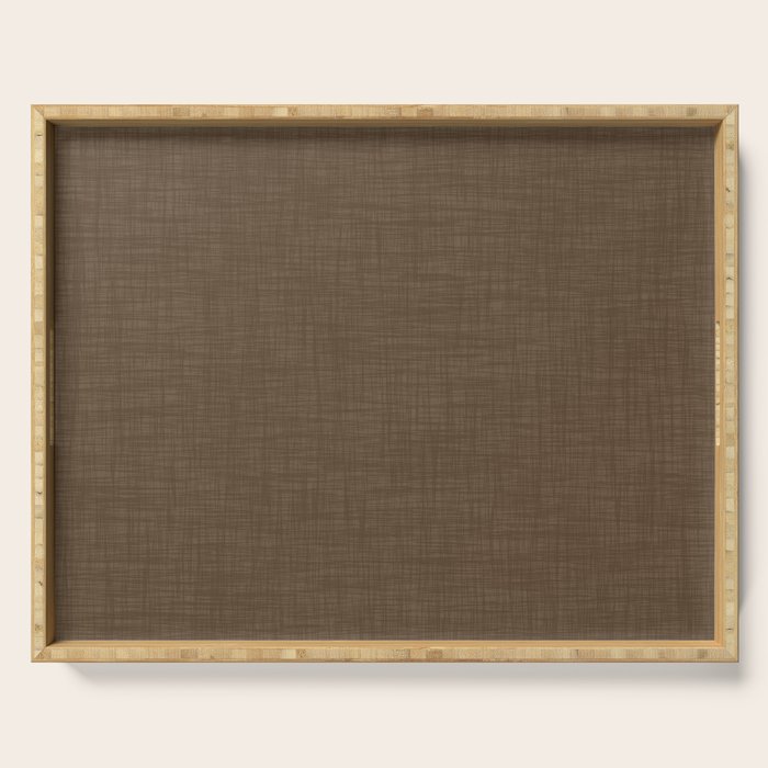 Cozy Linen Effect in Coffee Liqueur Brown Serving Tray Gallery Image 1