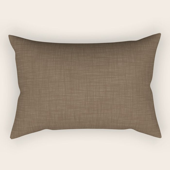 Cozy Linen Effect in Coffee Liqueur Brown Rectangular Pillow Gallery Image 2