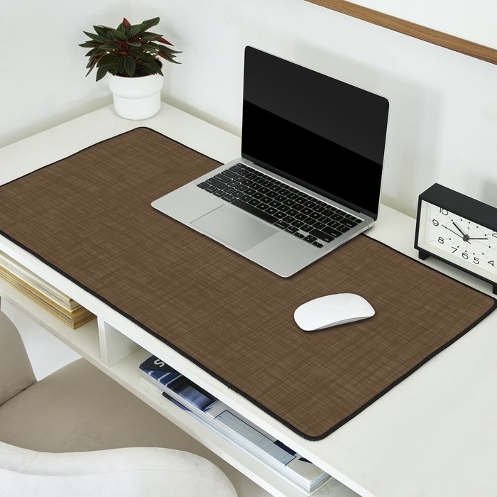 Cozy Linen Effect in Coffee Liqueur Brown Desk Mat Gallery Image 2