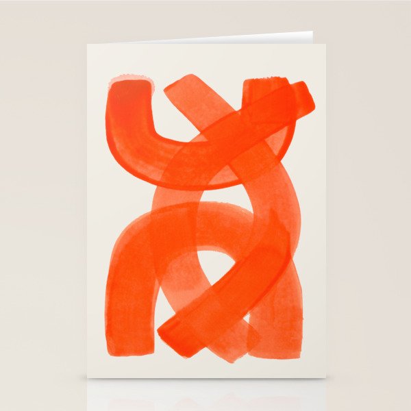 Mid Century Modern Abstract Painting Orange Watercolor Brush Strokes Stationery Card Gallery Image 2