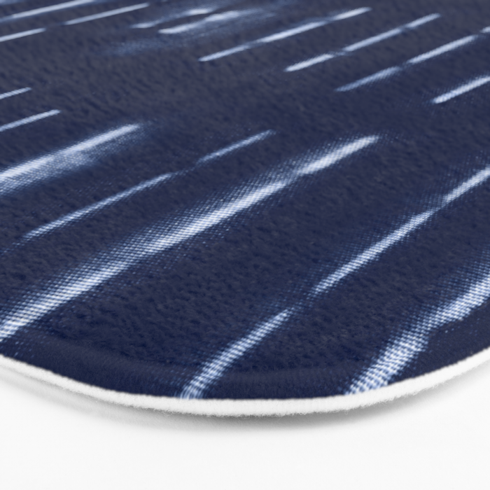 White stripes over blue shibori tie dye pattern Bath Mat Gallery Image 3
