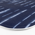 White stripes over blue shibori tie dye pattern Bath Mat Gallery Image 3