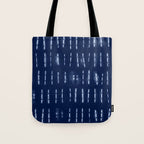 White stripes over blue shibori tie dye pattern Tote Bag Gallery Image 1