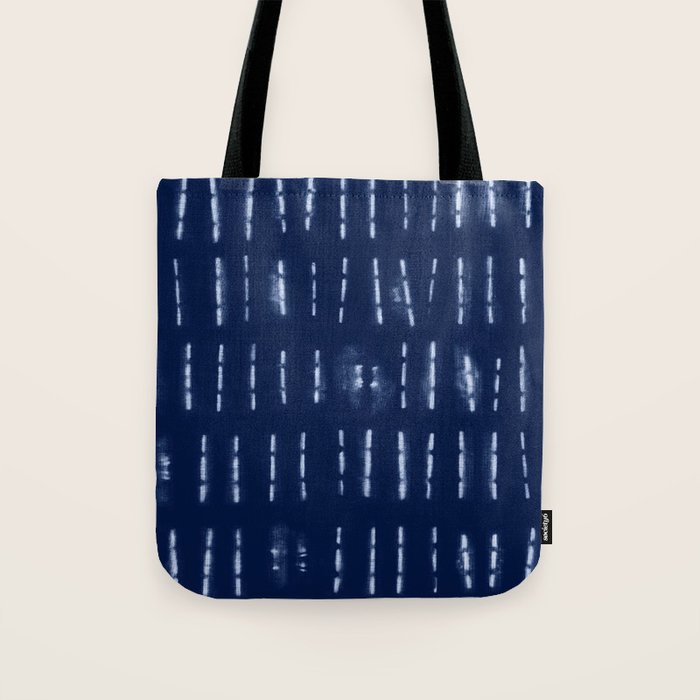 White stripes over blue shibori tie dye pattern Tote Bag Gallery Image 1