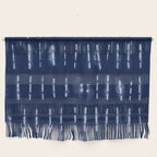 White stripes over blue shibori tie dye pattern Wall Hanging Gallery Image 1