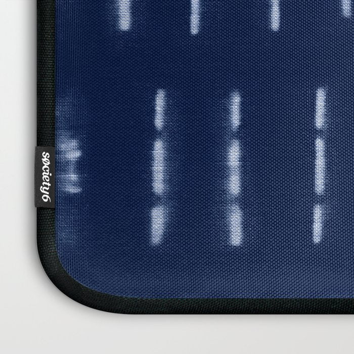 White stripes over blue shibori tie dye pattern Laptop Sleeve Gallery Image 3