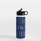 White stripes over blue shibori tie dye pattern Water Bottle Gallery Image 1