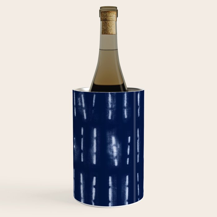 White stripes over blue shibori tie dye pattern Wine Chiller Gallery Image 3