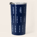 White stripes over blue shibori tie dye pattern Travel Mug Gallery Image 3