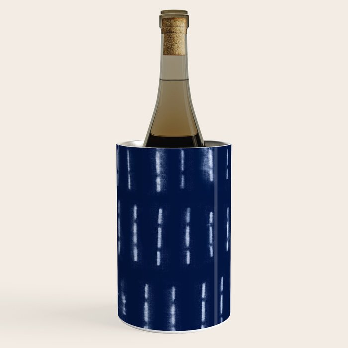 White stripes over blue shibori tie dye pattern Wine Chiller Gallery Image 2