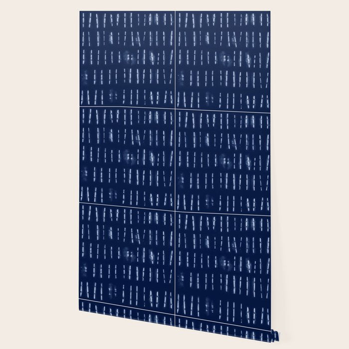 White stripes over blue shibori tie dye pattern Wallpaper Gallery Image 2