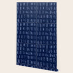 White stripes over blue shibori tie dye pattern Wallpaper Gallery Image 2