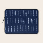 White stripes over blue shibori tie dye pattern Laptop Sleeve Gallery Image 1