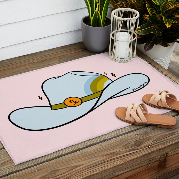 Capricorn Cowboy Hat Outdoor Rug Gallery Image 2