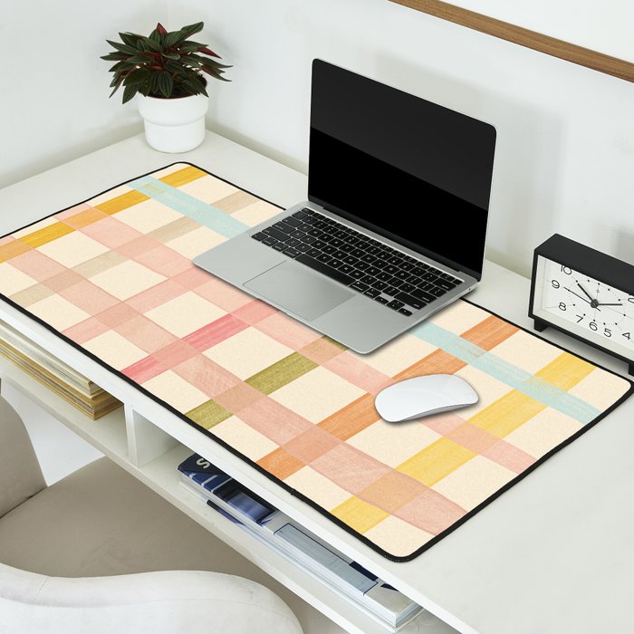 Pastel plaid Desk Mat Gallery Image 2