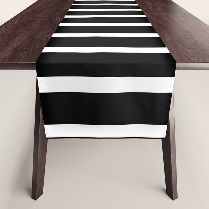 Bold Black And White Simple Stripes Elegant Minimalistic Style Table Runner Gallery Image 1