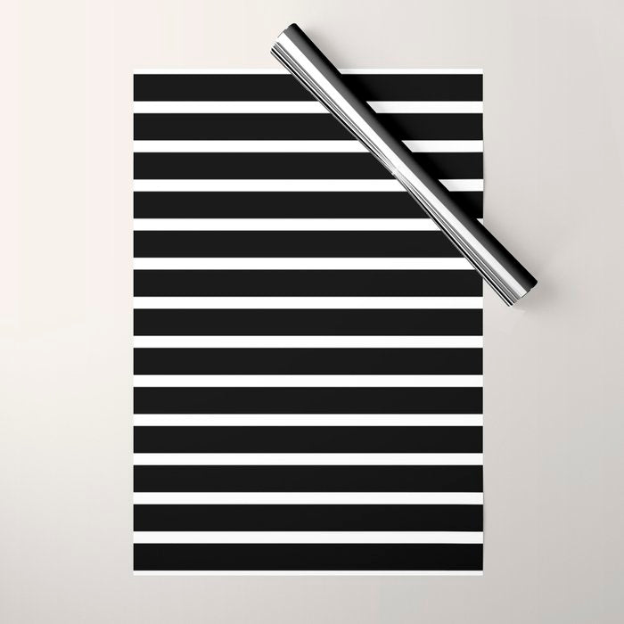 Bold Black And White Simple Stripes Elegant Minimalistic Style Wrapping Paper Gallery Image 1