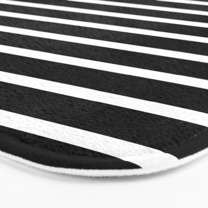 Bold Black And White Simple Stripes Elegant Minimalistic Style Bath Mat Gallery Image 3