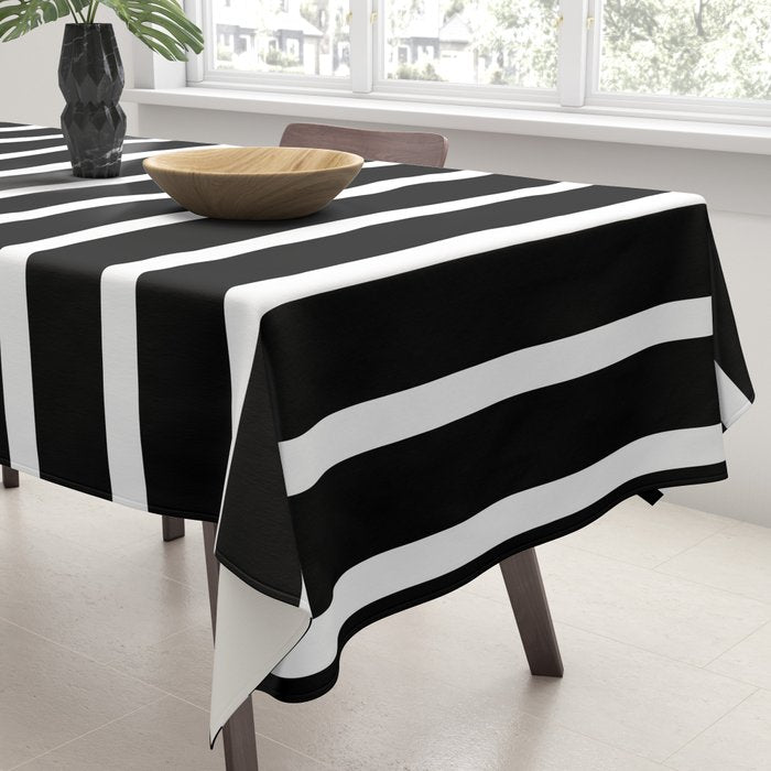 Bold Black And White Simple Stripes Elegant Minimalistic Style Tablecloth Gallery Image 3