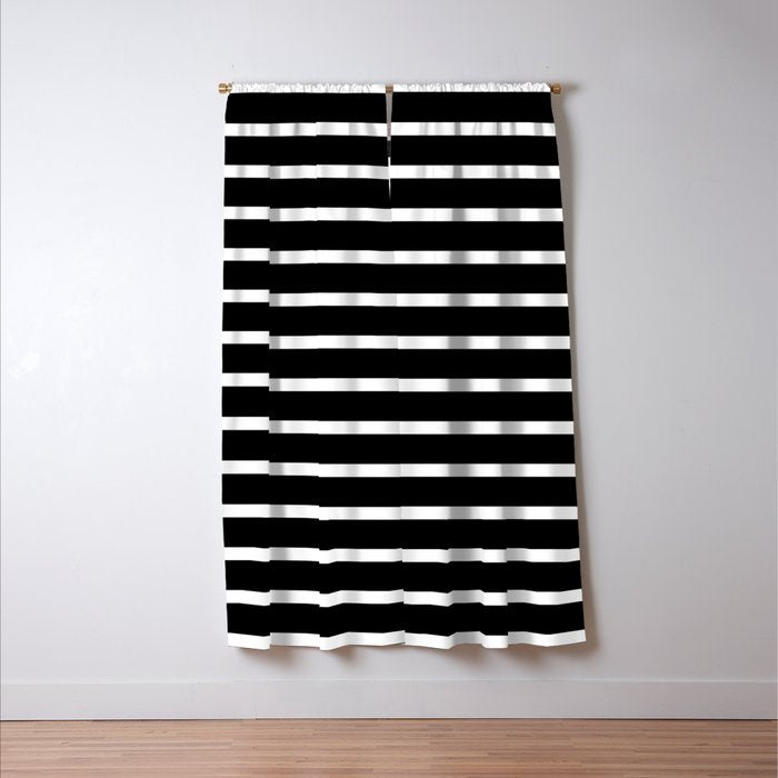 Bold Black And White Simple Stripes Elegant Minimalistic Style Window Curtain Gallery Image 3