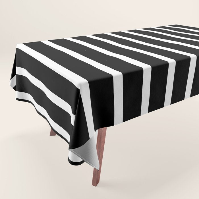 Bold Black And White Simple Stripes Elegant Minimalistic Style Tablecloth Gallery Image 1