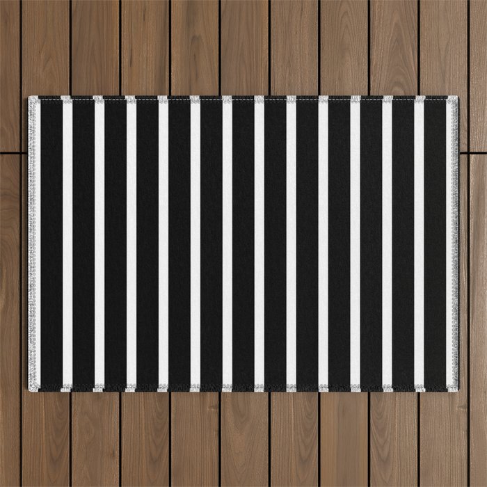 Bold Black And White Simple Stripes Elegant Minimalistic Style Outdoor Rug Gallery Image 1
