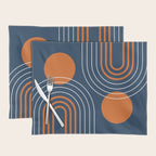 Mid Century Modern Geometric 111 in Navy Blue and Vintage Orange (Rainbow and Sun Abstraction) Placemat Gallery Image 1