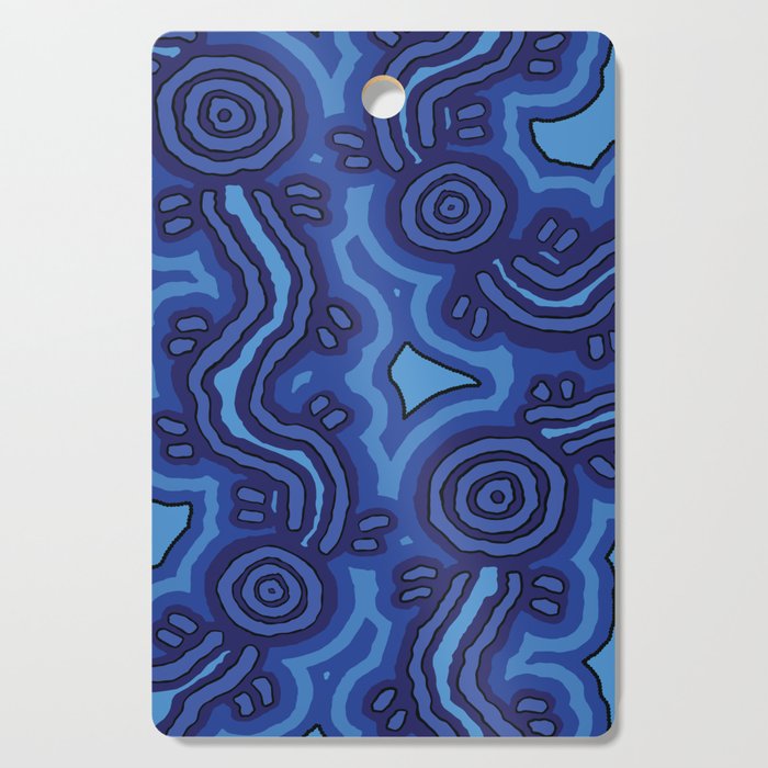 Authentic Aboriginal Art - Blue Campsites Cutting Board Gallery Image 1