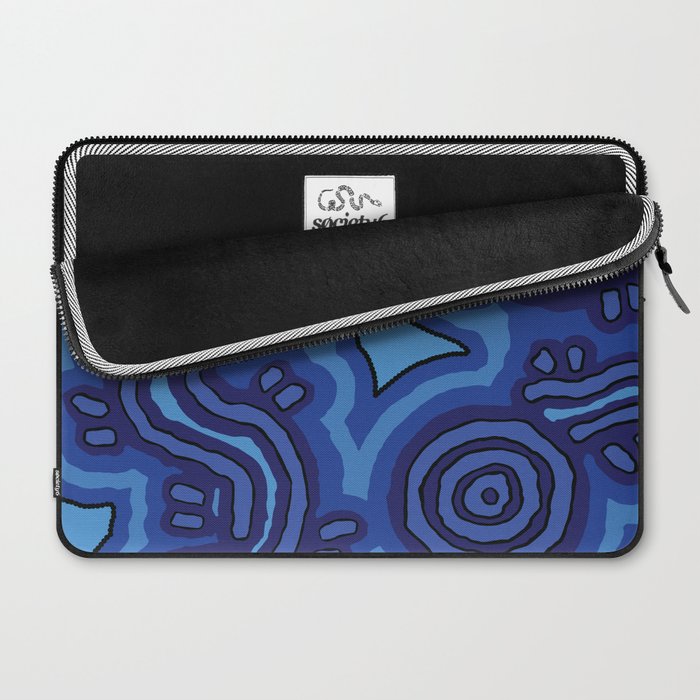 Authentic Aboriginal Art - Blue Campsites Laptop Sleeve Gallery Image 2