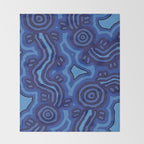 Authentic Aboriginal Art - Blue Campsites Throw Blanket Gallery Image 2