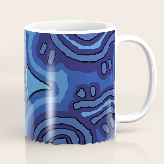Authentic Aboriginal Art - Blue Campsites Coffee Mug Gallery Image 1