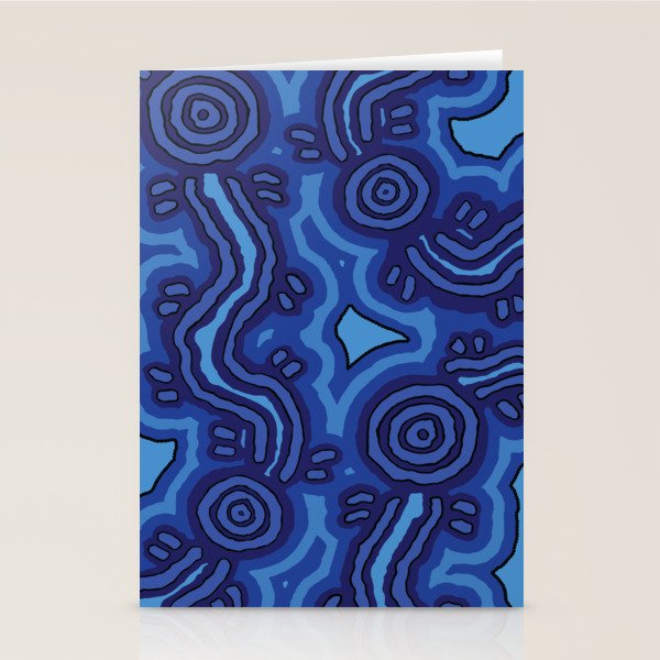 Authentic Aboriginal Art - Blue Campsites Stationery Card Gallery Image 2
