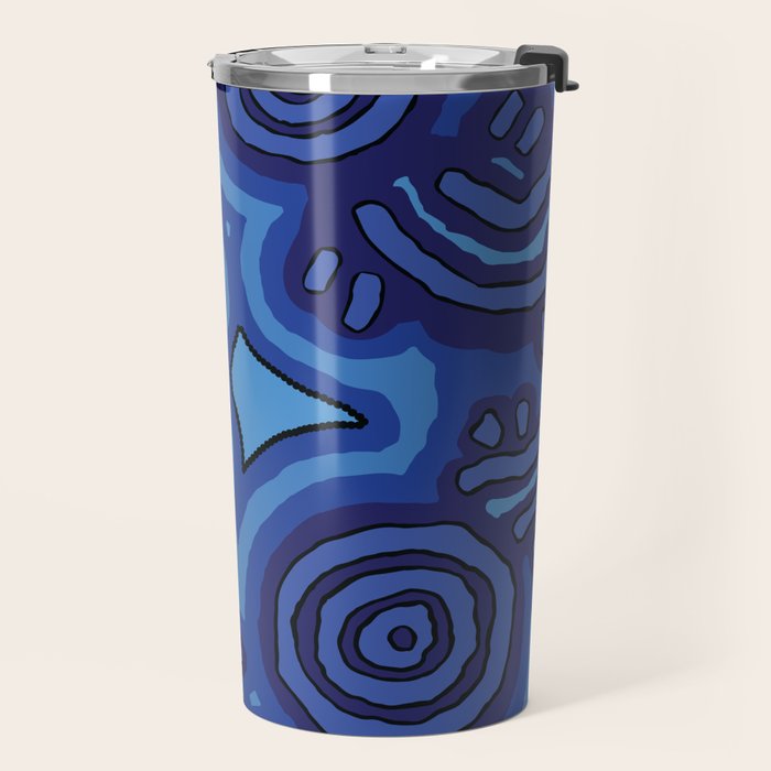 Authentic Aboriginal Art - Blue Campsites Travel Mug Gallery Image 2