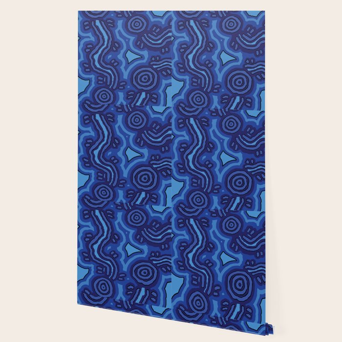Authentic Aboriginal Art - Blue Campsites Wallpaper Gallery Image 2