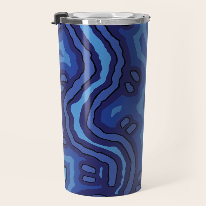 Authentic Aboriginal Art - Blue Campsites Travel Mug Gallery Image 3