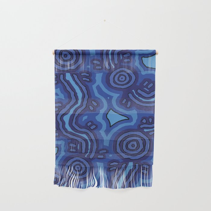 Authentic Aboriginal Art - Blue Campsites Wall Hanging Gallery Image 1